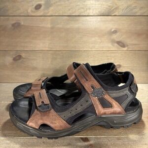 ecco yucatan mens 44 shoes brown leather slingback athletic sandals